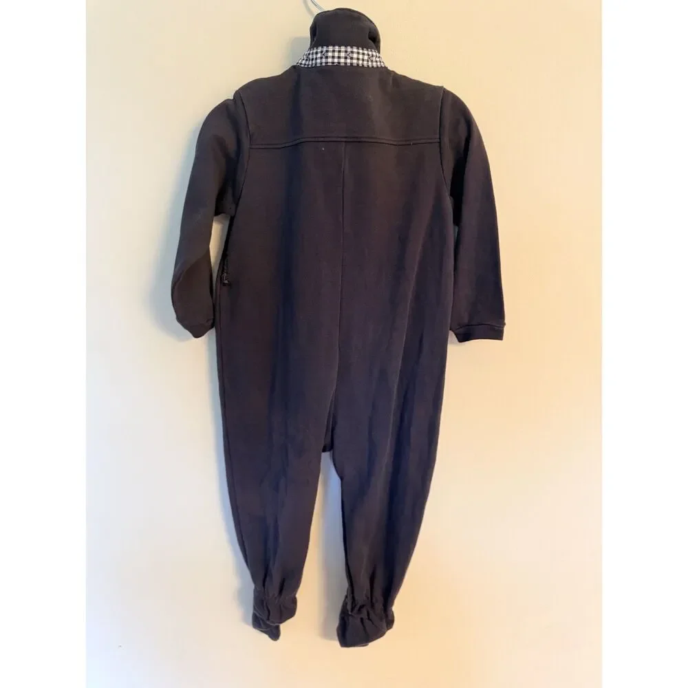 Armani Baby Footed Romper Navy Gingham Trim Logo 12M 74cm Designer Cotton